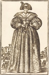 Álarcos Nemes Nő alkotó: After Jacques Callot