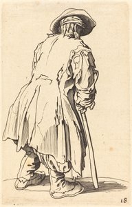 Öreg koldus egy mankóval alkotó: After Jacques Callot