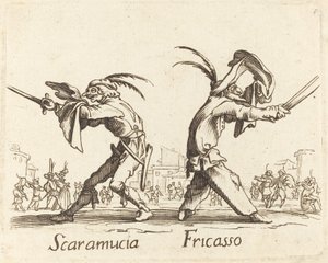Scaramucia és Fricasso alkotó: After Jacques Callot