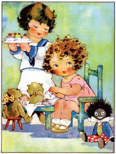 Kislányok étkezőben, 1920 körül (illusztráció alkotó: Agnes Richardson