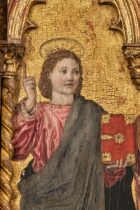 Szűz és szentek koronázása, poliptichon arany alapon, 2384569 részlet (tempera a panelen) alkotó: Agnolo and Bartolomeo degli Erri