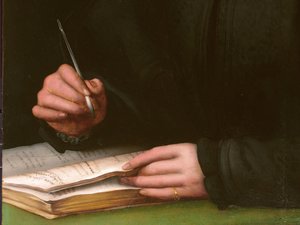 Portré egy fiatal férfi egy könyvet alkotó: Agnolo Bronzino
