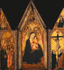 Hordozható triptichon Madonnával és Angyalokkal trónoló gyermekkel,