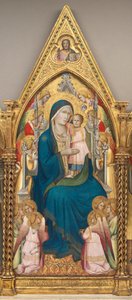 Madonna és gyermeke a tizenkét angyallal és az áldó Krisztussal trónol [középső panel] alkotó: Agnolo Gaddi