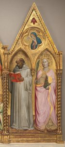 Szent Bernát és Alexandriai Szent Katalin az Angyali üdvözlet Szűzével [jobb oldali panel] alkotó: Agnolo Gaddi