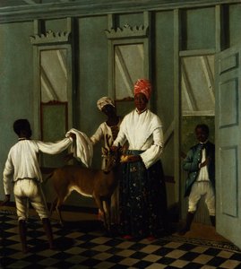 Szarvast mosó néger szolgák (olaj, vászon) alkotó: Agostino Brunias