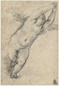 Repülő puttó felemelt karokkal alkotó: Agostino Carracci (attributed to)