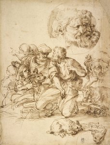 Pásztorok csoportja és más tanulmányok alkotó: Agostino Carracci