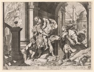 Aeneas és családja Trójából menekülve alkotó: Agostino Carracci