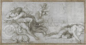 Cephalust vitte el Aurora a Szekér rajzfilmjében a Palazzo Farnese Galériájában, Rómában, c. 1599 alkotó: Agostino Carracci