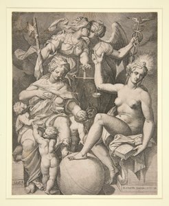 Jótékonyság, Igazságosság, Igazság és Béke alkotó: Agostino Carracci