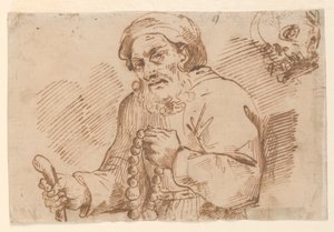 Félalakos vázlat egy idős zarándokról alkotó: Agostino Carracci