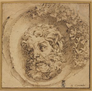 Faun feje homorú körben alkotó: Agostino Carracci