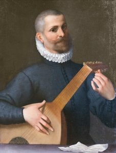 Egy lantos portréja, valószínűleg Orazio Bassani alkotó: Agostino Carracci