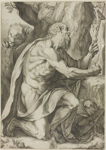 Szent Jeromos a bűnbánatban alkotó: Agostino Carracci
