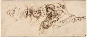 Tanulmány a fejekről recto, 1500-as évek 2. fele. alkotó: Agostino Carracci