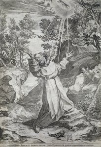 Szent Ferenc megbélyegzése a La Verna hegyen (1224) alkotó: Agostino Carracci