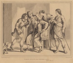 Tóbiás megkeni atyja szemeit, Tóbit alkotó: Agostino Carracci