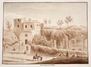 Madonna della Stella remeteség, 1833 (barna mosással készült rézkarc) alkotó: Agostino Tofanelli