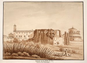 A Konstantin család hippodromja, Via Nomentana, 1833 (metszet barna mosással) alkotó: Agostino Tofanelli