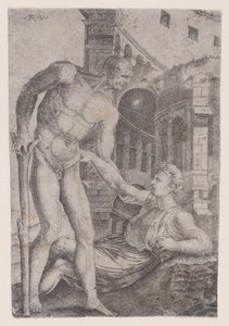 Egy ember, aki a másikat talpra segíti, kb. 1514-36. alkotó: Agostino Veneziano
