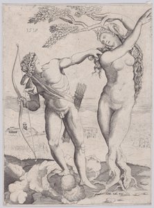 Apollo és Daphne, 1518-ban kelt. alkotó: Agostino Veneziano