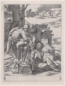 Herkules és Antaeus, 1533-ban, 1533-ban. alkotó: Agostino Veneziano