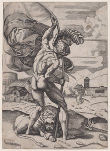 Férfi zászlóval, kb. 1514-36.