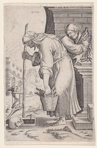 Öregasszony közeledik a sírhoz, 1528-ban. alkotó: Agostino Veneziano