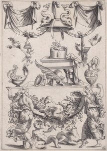 Dísztábla, kb. 1514-36. alkotó: Agostino Veneziano