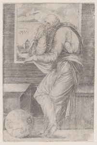 Filozófus egy ablak mellett ülve, kb. 1514-36., kb. 1514-36. alkotó: Agostino Veneziano