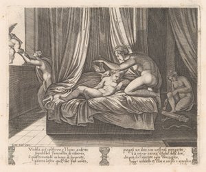 13. tábla: Ámorra néző psziché, Ámor és Psyché történetéből, ahogy Apulei..., 1530-60. alkotó: Agostino Veneziano