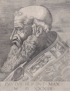III. Pál pápa, mezítfejű, 1534-ben kelt. alkotó: Agostino Veneziano