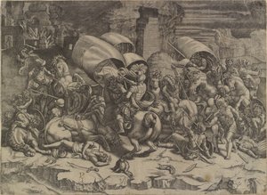 Csata Scipio Africanus és a karthágóiak között ("La bataille au coutelas") alkotó: Agostino Veneziano