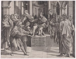Elymas megvakítása, 1516., 1516. keltezésű. alkotó: Agostino Veneziano