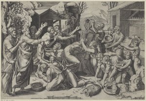 A manna összegyűjtése alkotó: Agostino Veneziano