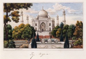 A Taj Mahal a kertből, 1840 körül (toll és szürke tinta, w/c, fehér árnyalatokkal kiemelve)
