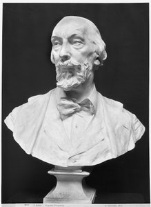 Auguste Vacquerie (1819-95) mellszobra (gipsz) (bw fotó)