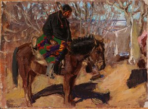 Lovon ülő amerikai indián alkotó: Akseli Gallen-Kallela