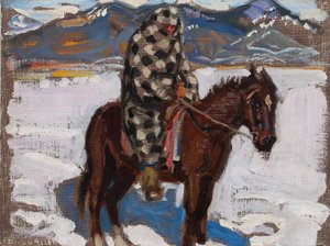 Hóban lovagló amerikai őslakos alkotó: Akseli Gallen-Kallela