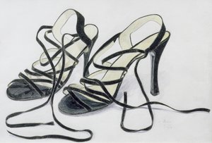 Fekete pántos cipő, 1997 (színes ceruza papíron) alkotó: Alan Byrne