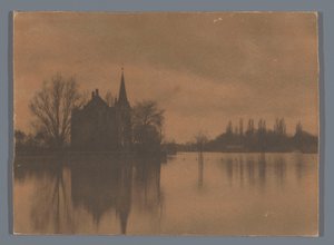Kilátás egy vidéki házra vagy kis kastélyra a vízen, Hollandia alkotó: Alb. Kapteijn (attributed to)