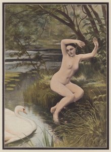Léda, spártai hercegnő a görög mitológiából (színes litó) alkotó: Albert (after) Aublet