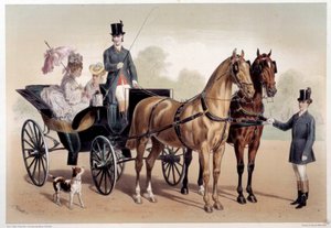 Lovas kocsi angol-normann lovakkal Albert Adam (1833-?) 19. századi Párizs, Musee Carnavalet nyomata