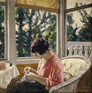 Varró fiatal nő; Jeune Femme Cousant, 1913 körül (olaj, vászon)