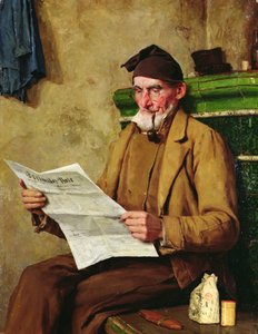 Az öreg Feissli újságot olvas alkotó: Albert Anker