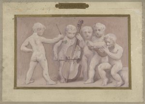 Vázlat a párizsi Hôtel de Ville de Paris Salle des Fêtes-hez: Zene, 1889 és 1895 között (olaj, ceruza, papír)