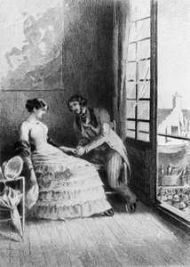 Illusztráció Gustave Flaubert (1821-1880) „Madame Bovary”” című regényéről. Albert Fourie (1854-1937) illusztrációja.