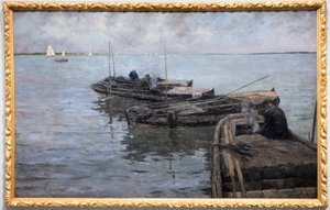 Az alsó Scheldten, Utolsó sugarak, halászok kikötve alkotó: Albert Baertsoen