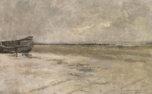 Tengerpart, szürke idő, tengerparti jelenet De Panne-ban alkotó: Albert Baertsoen